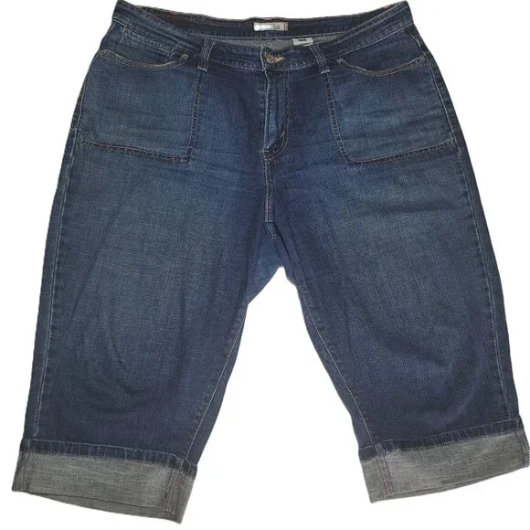 Vintage levis 515 Size 18 Capri Jeans Cuffed Retro blue denim flap back pockets - Picture 1 of 10